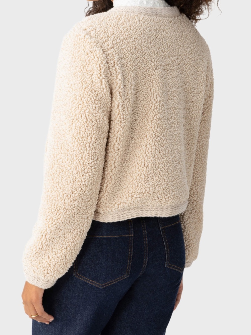 Teddy Button-Up Jacket - Cream - Picture 2 of 5